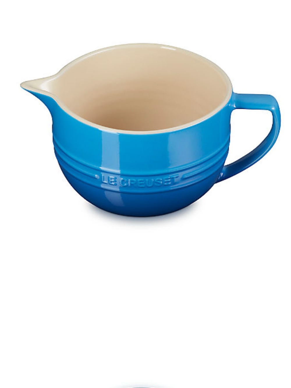 Le Creuset Blue Stoneware Mixing Jug with Pour Spout